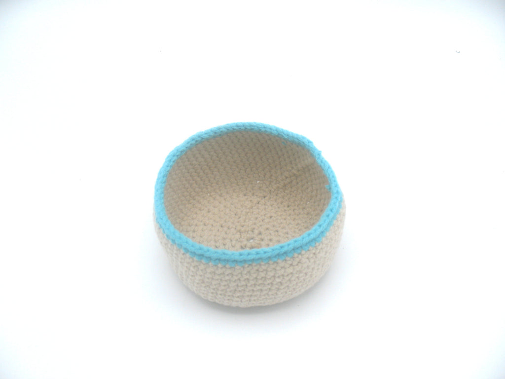 Häkel Körbchen Beige/Türkis