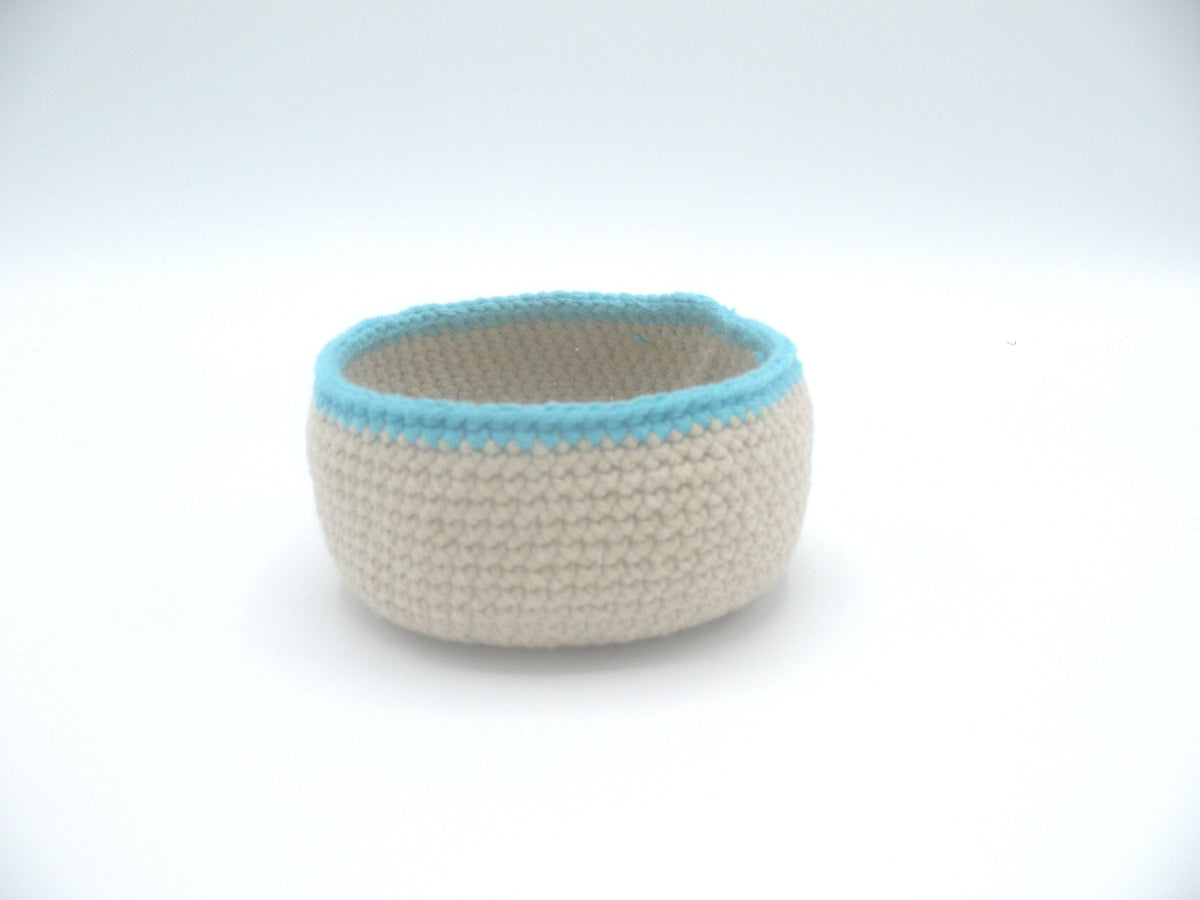 Häkel Körbchen Beige/Türkis