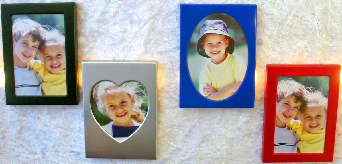 Magnet Mini Fotorahmen – 4er Set in verschiedenen Farben & Formen